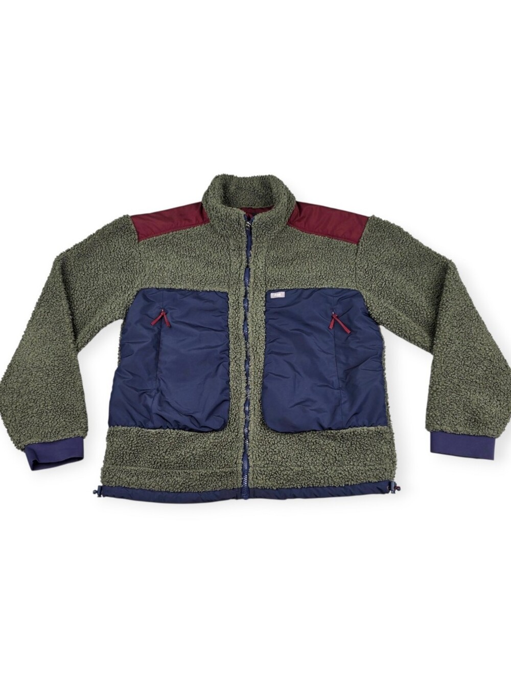 FIGS Men's Selwyn On-Shift Sherpa Fleece Jacket Size Large Green/ Multi-color